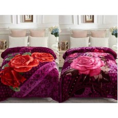 2 Ply Blanket - Dark Purple Flower